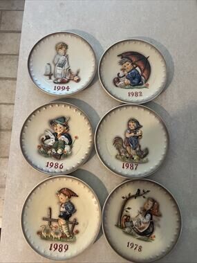 M.I. Hummel Goebel Plates Lot 1978 82,86,87, 89,94 West Germany Porcelain